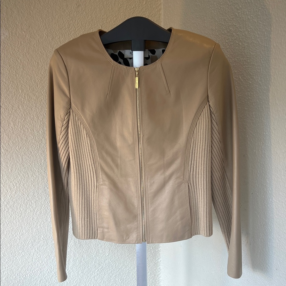 St. John Beige Leather Jacket - image 1
